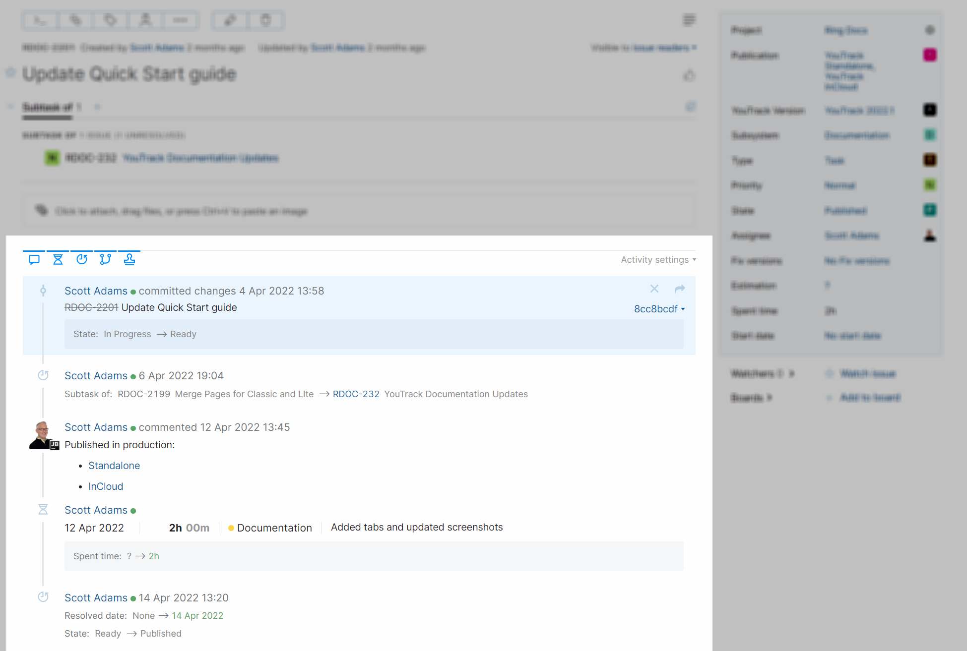 Single issue activity stream Single issue activity stream