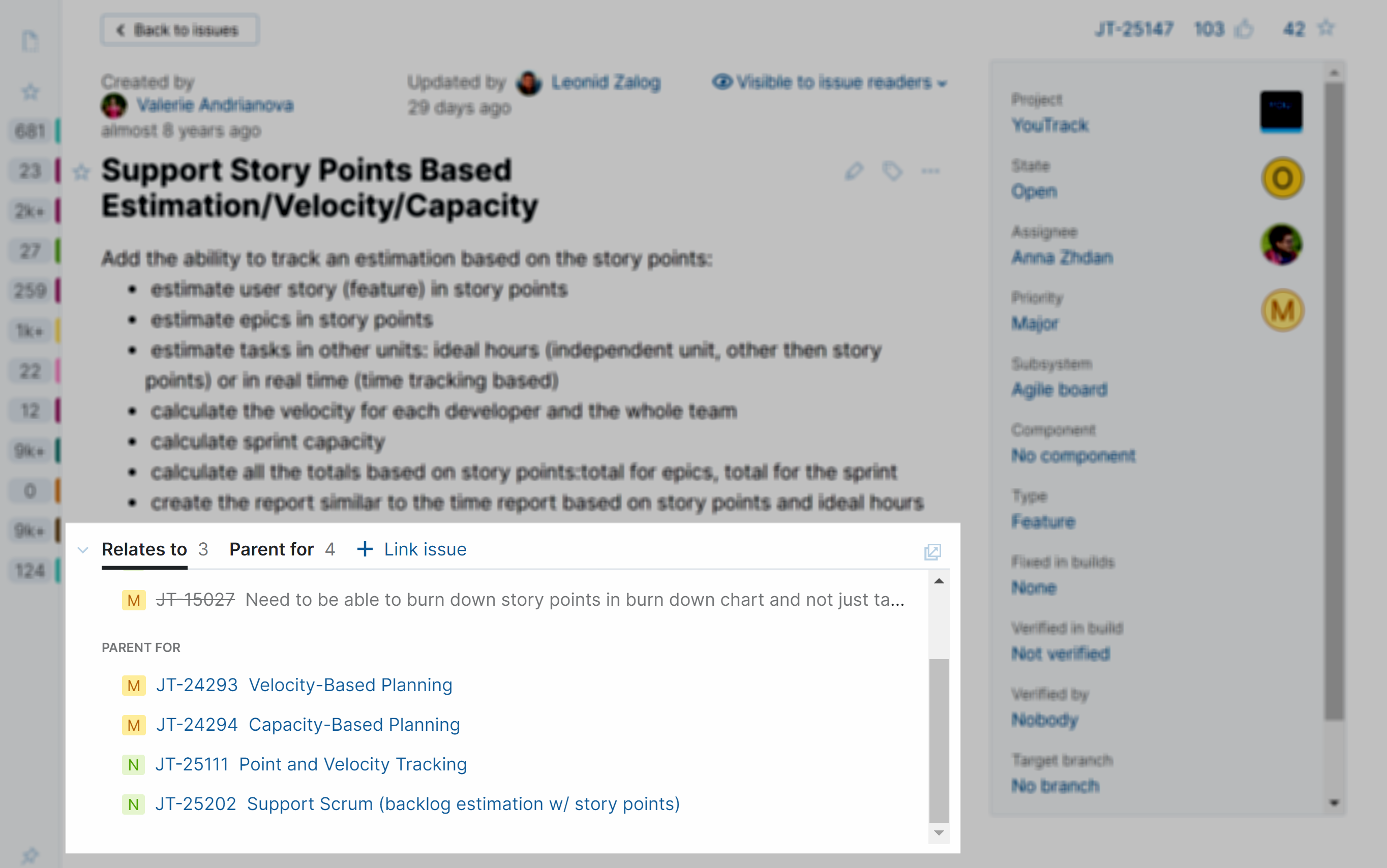Linked issues in single issue view. Linked issues in single issue view.