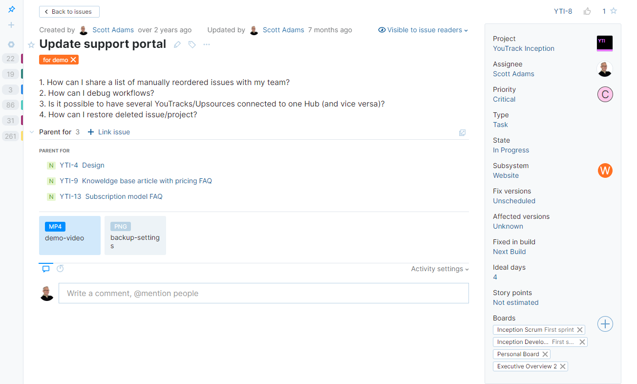 Single issue view in YouTrack Lite. Single issue view in YouTrack Lite.