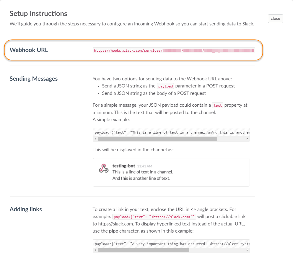 Slack notifications setup Slack notifications setup