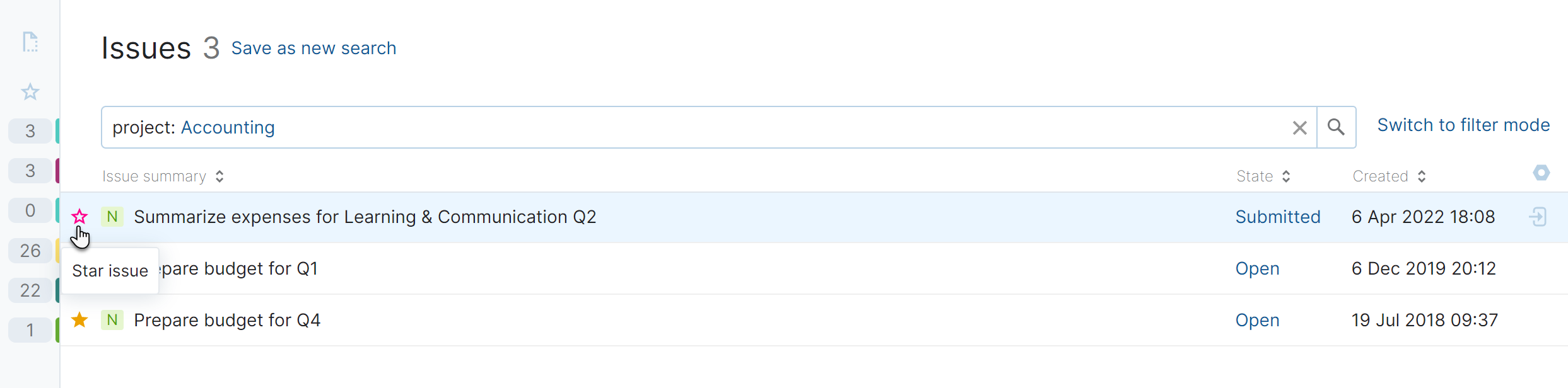 Star issue list Star issue list