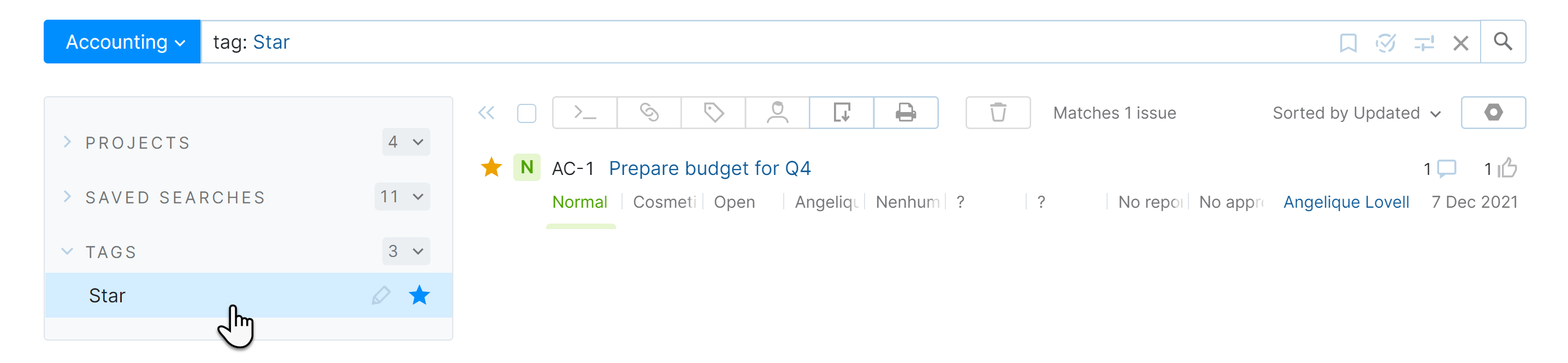 Option to show issues with the Star tag in the sidebar. Option to show issues with the Star tag in the sidebar.