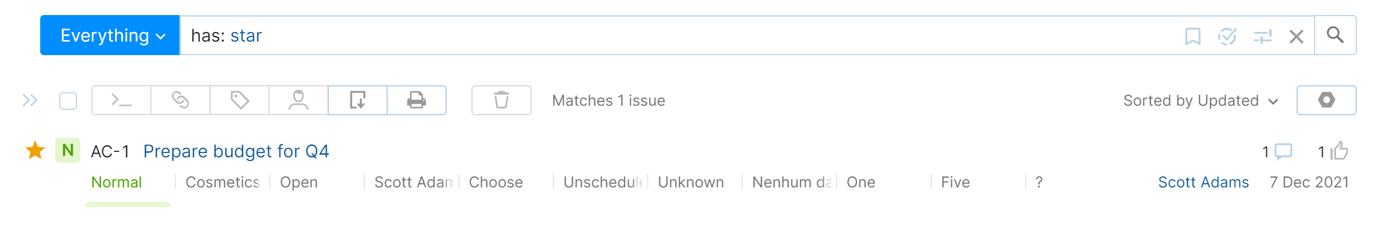 Star tag on Issues list Star tag on Issues list