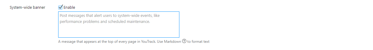 input field for storing banner text input field for storing banner text