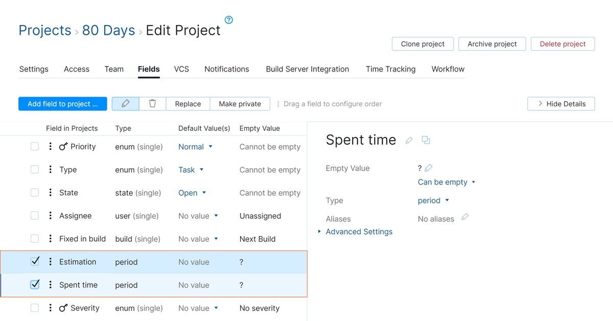 time tracking field settings time tracking field settings