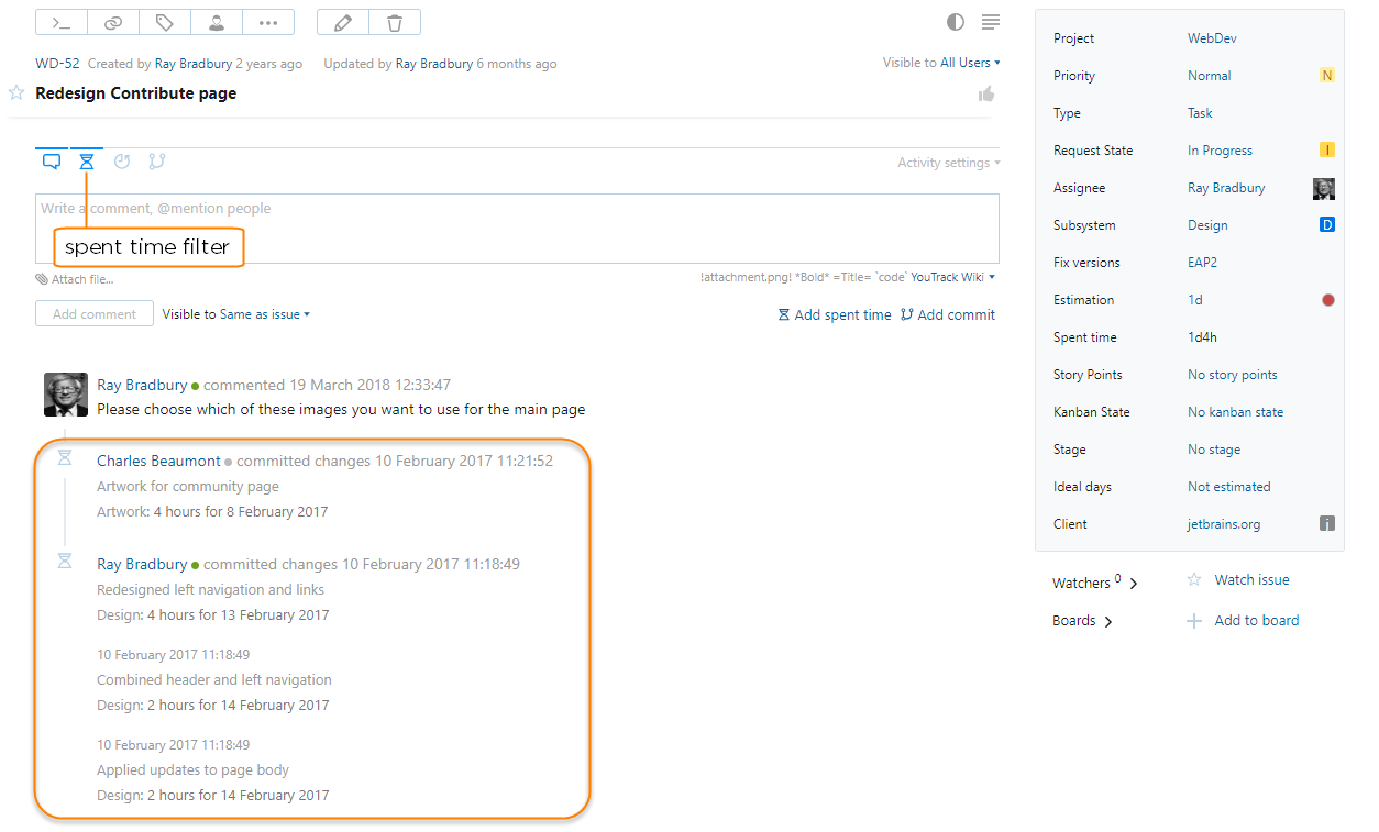 Time tracking spent time Time tracking spent time