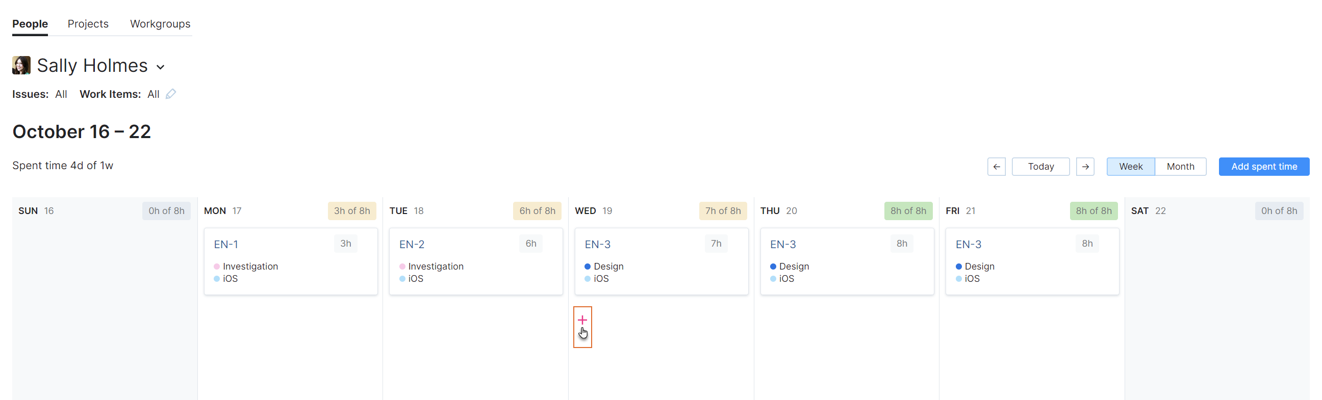 Options for adding spent time in the calendar view. Options for adding spent time in the calendar view.