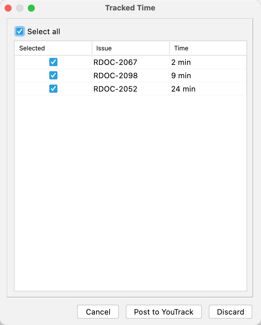 Tracked time Tracked time