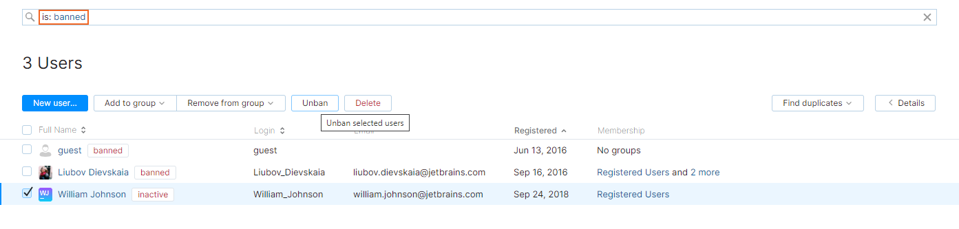 Unban user account Unban user account