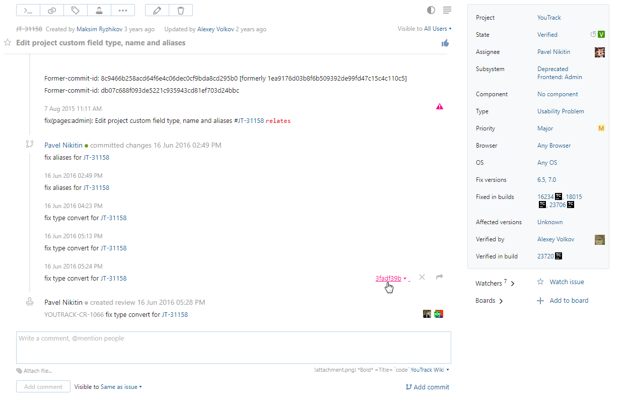 Upsource integration activity stream Upsource integration activity stream