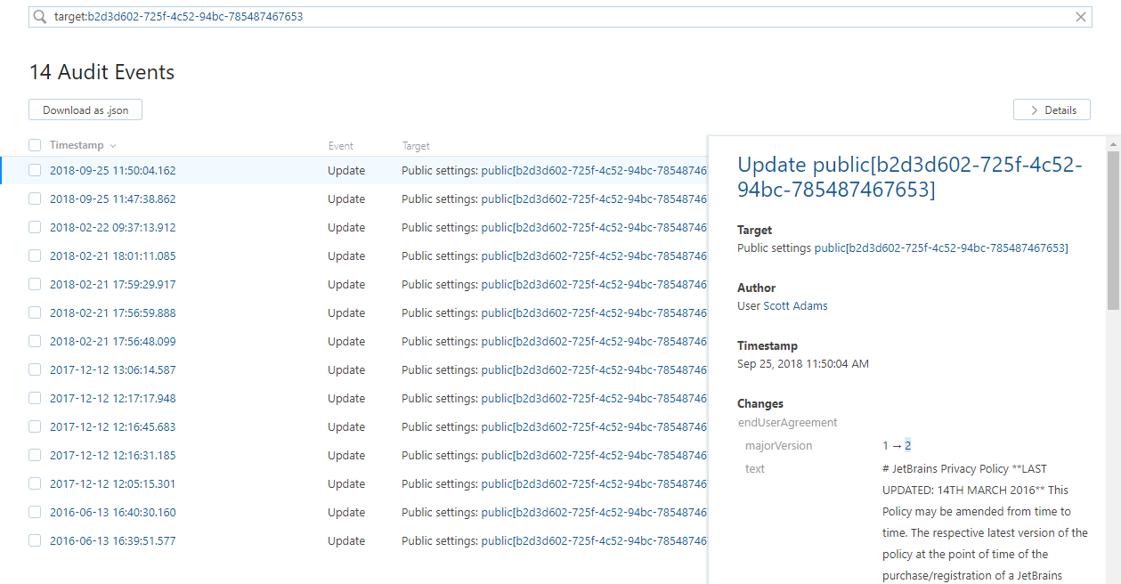 User agreement audit events User agreement audit events