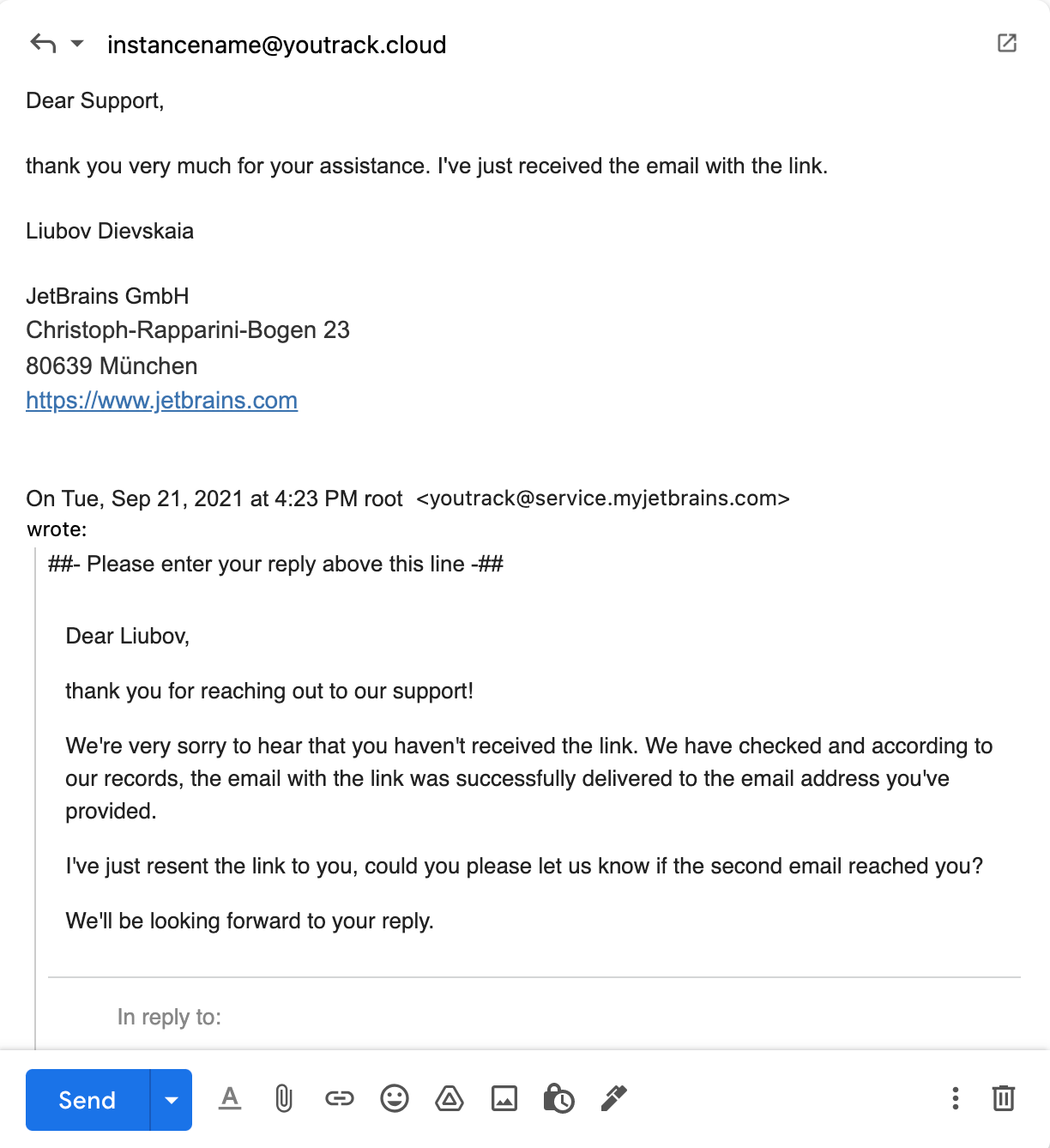 User reply email User reply email