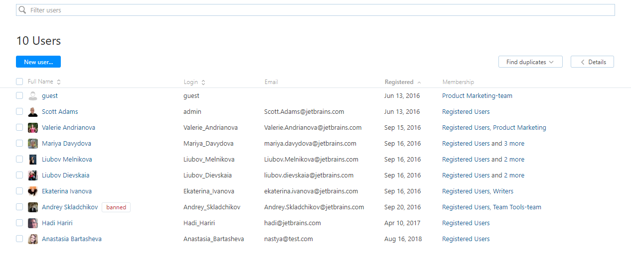 Users list Users list