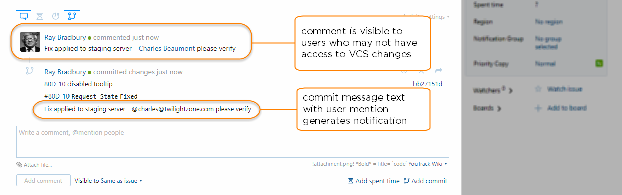 commit message with user mention commit message with user mention