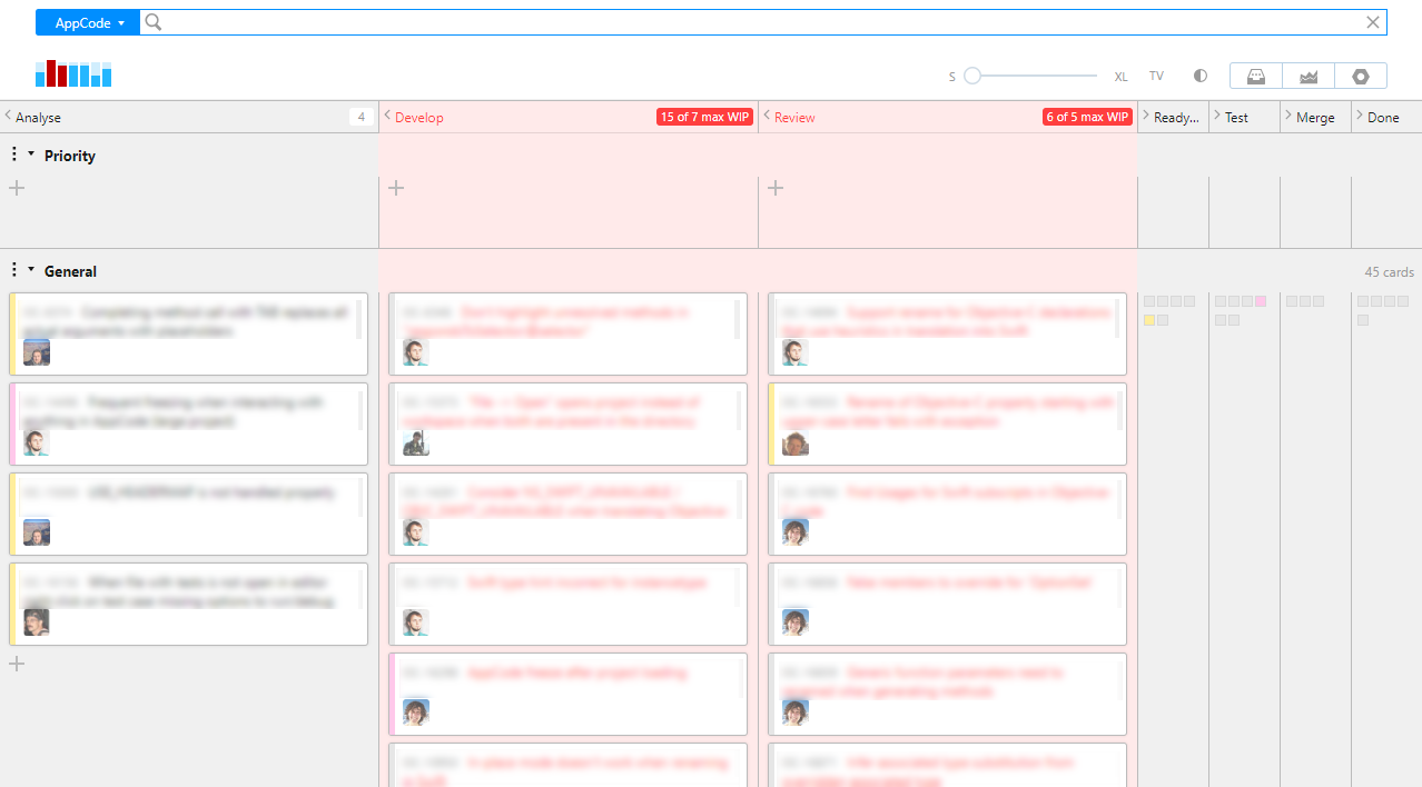 Wip limit board developer view Wip limit board developer view