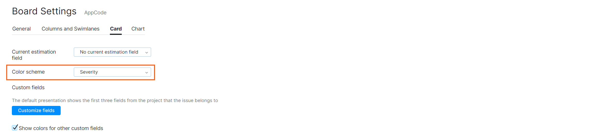 Wip limit card settings Wip limit card settings