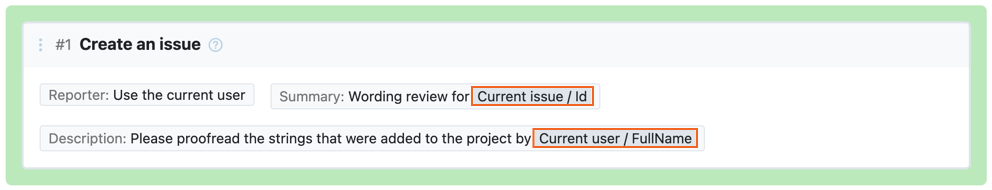 Field references in an action block. Field references in an action block.