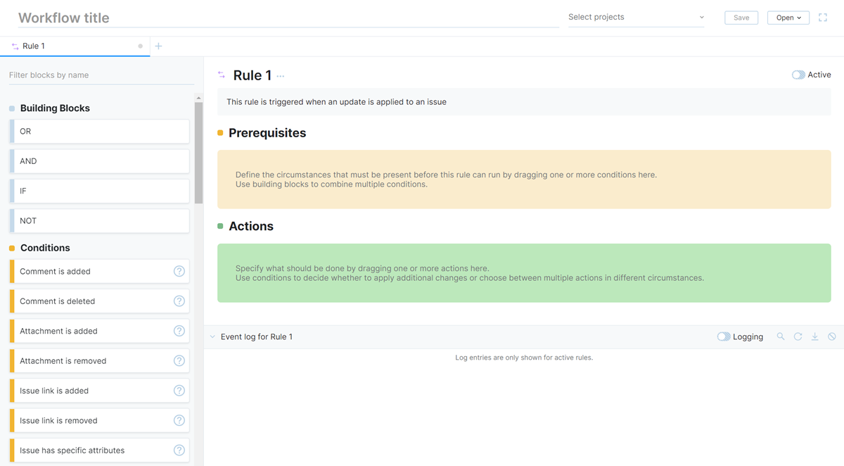 The YouTrack Workflow Constructor. The YouTrack Workflow Constructor.