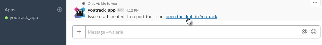 Youtrack app issue draft created Youtrack app issue draft created