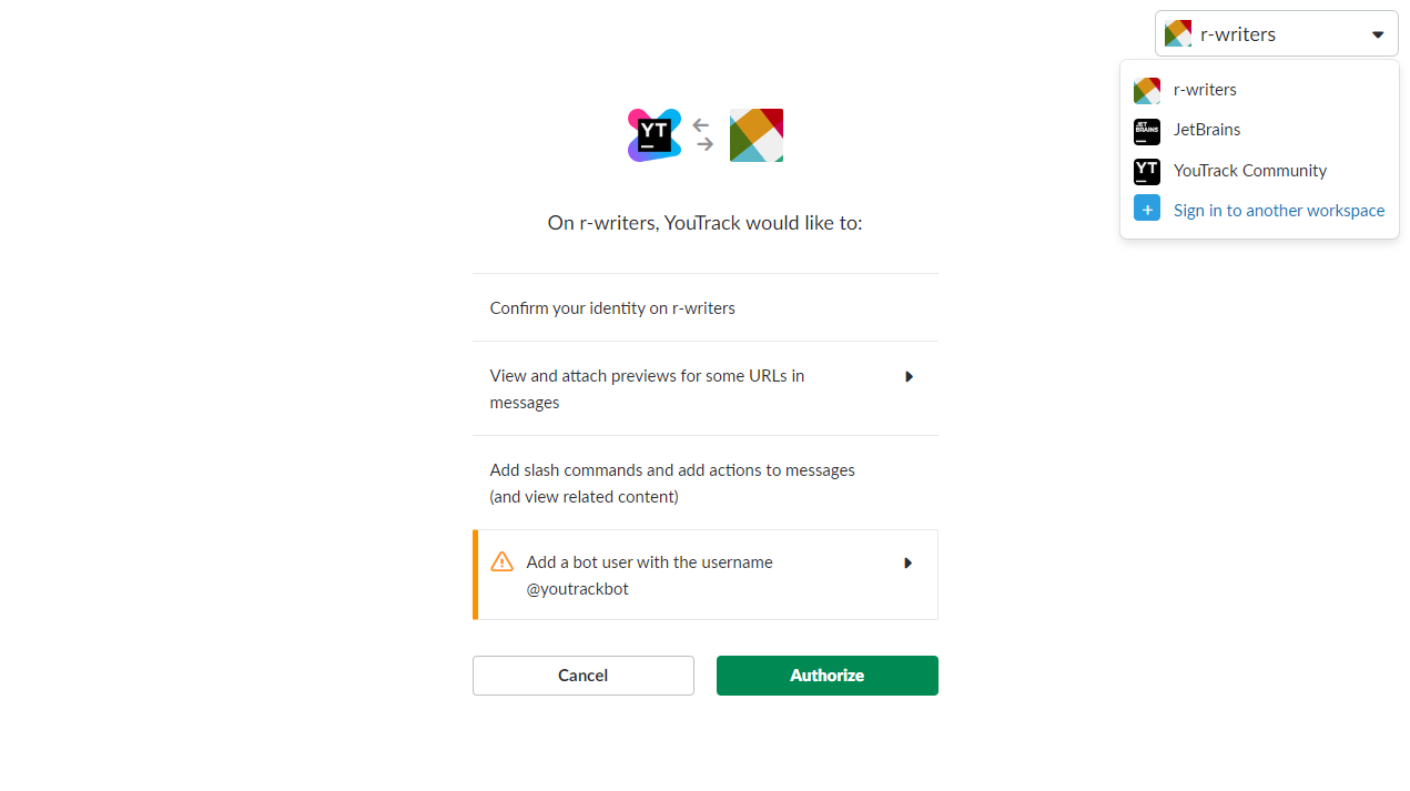 Youtrack app select workspace Youtrack app select workspace