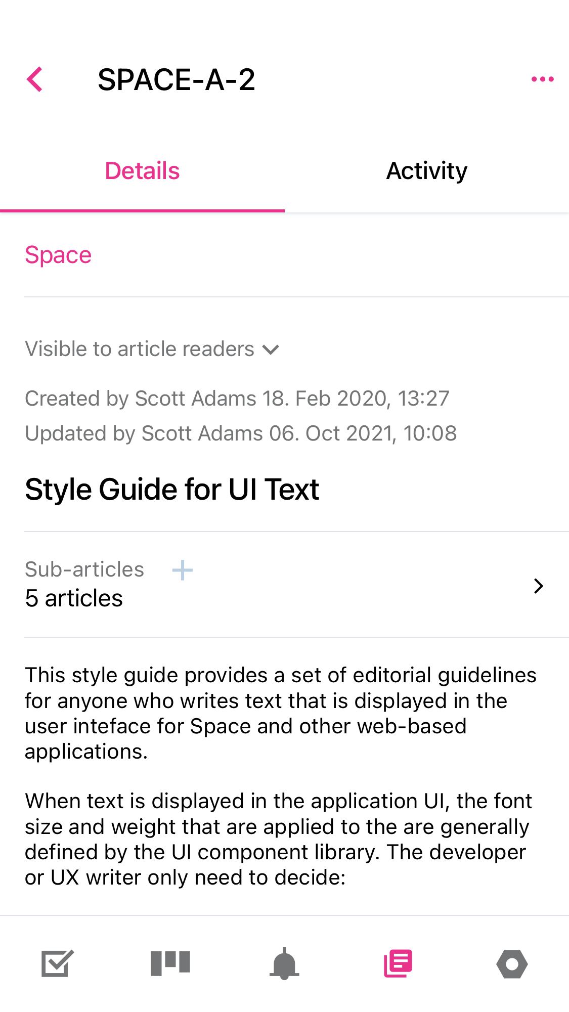 An article in the YouTrack Mobile app. An article in the YouTrack Mobile app.