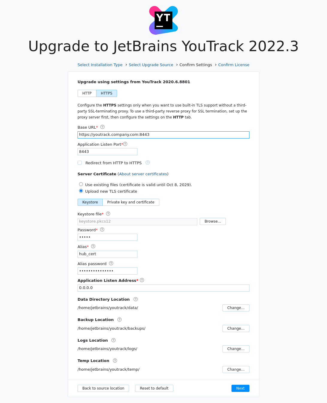 Upload new server keystore during upgrade Upload new server keystore during upgrade