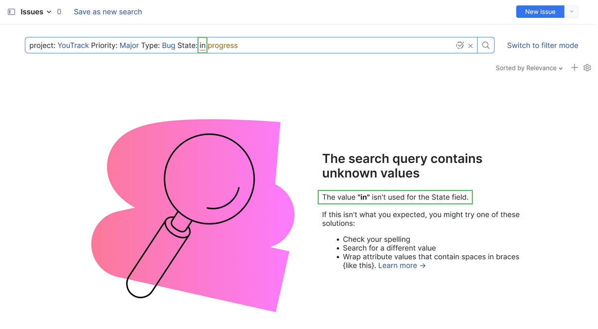 Text search error Text search error