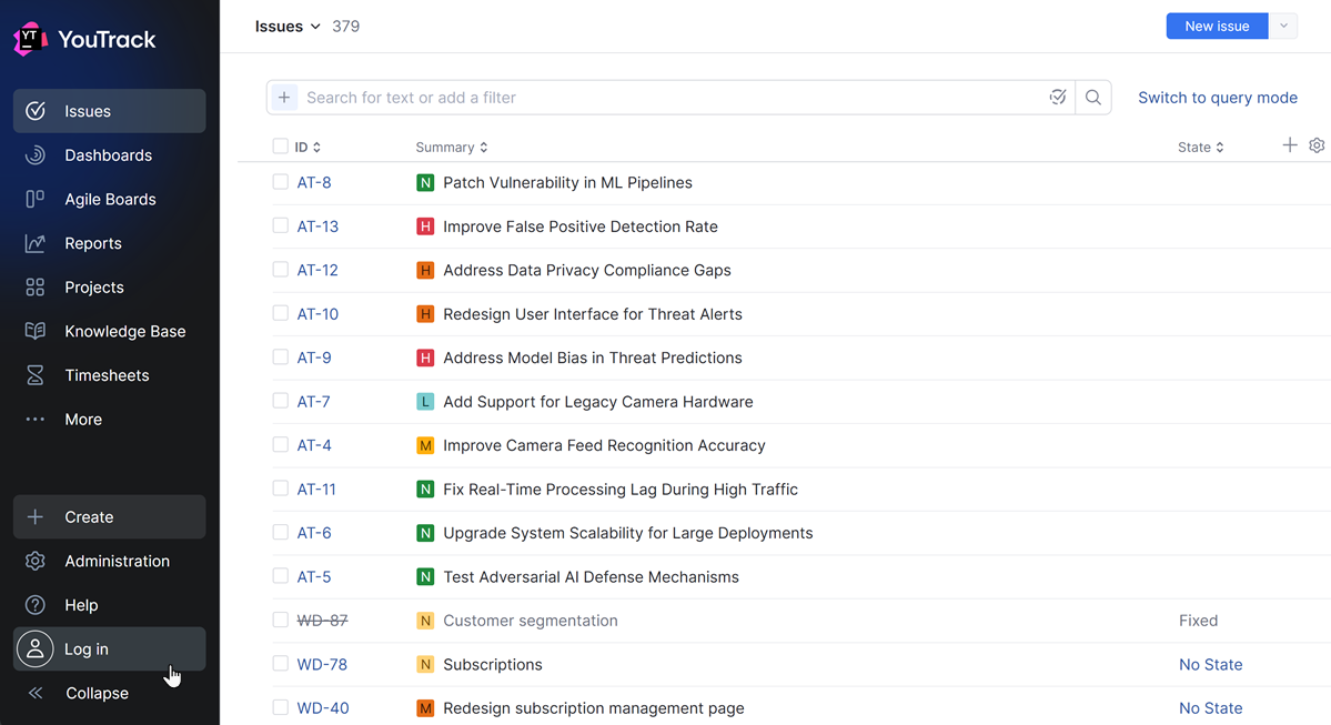 Logging in to YouTrack | YouTrack Cloud Documentation