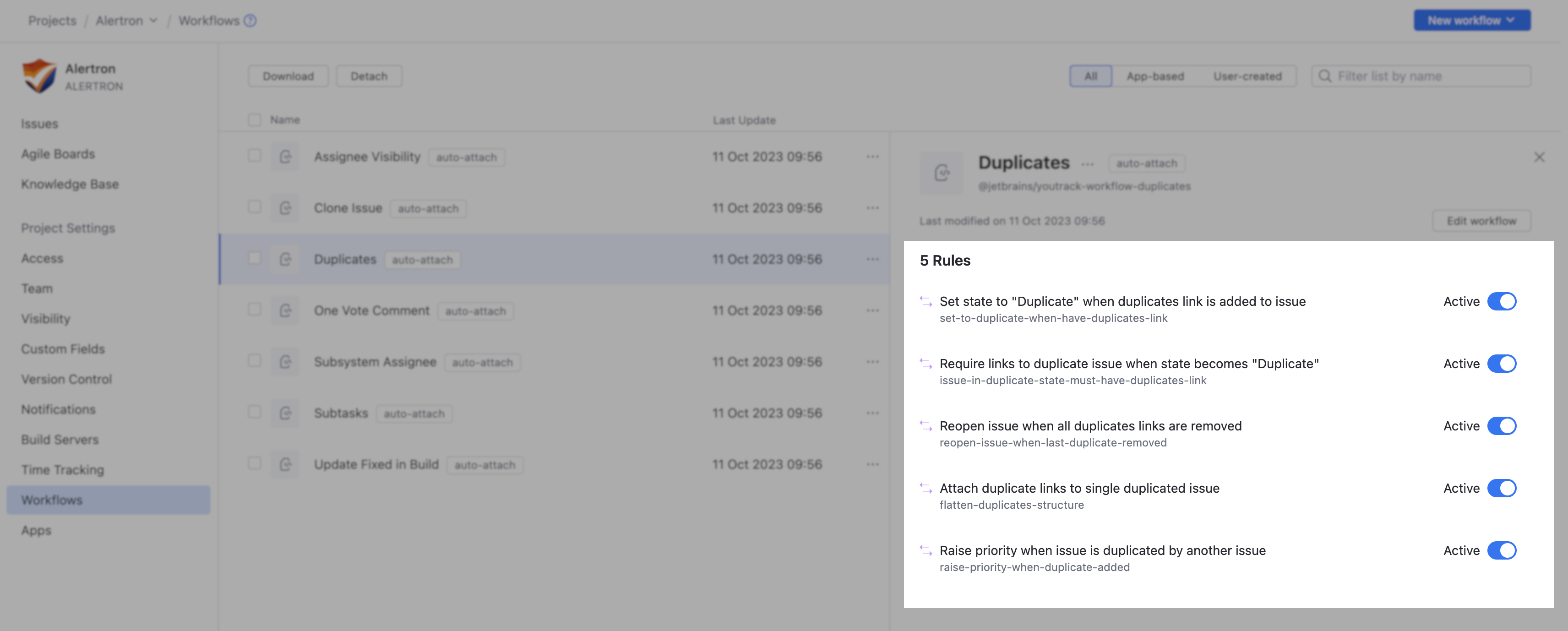 Inactive workflow rules in project Inactive workflow rules in project