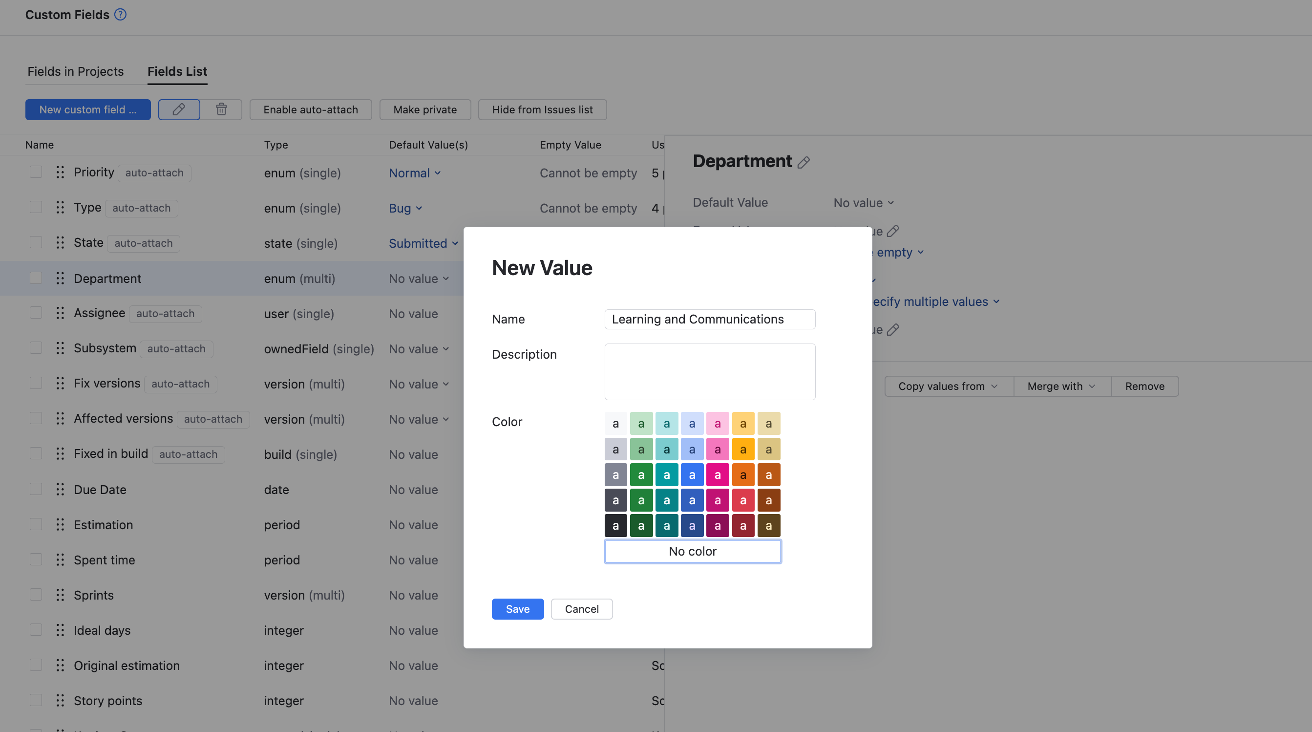 Add value dialog Add value dialog