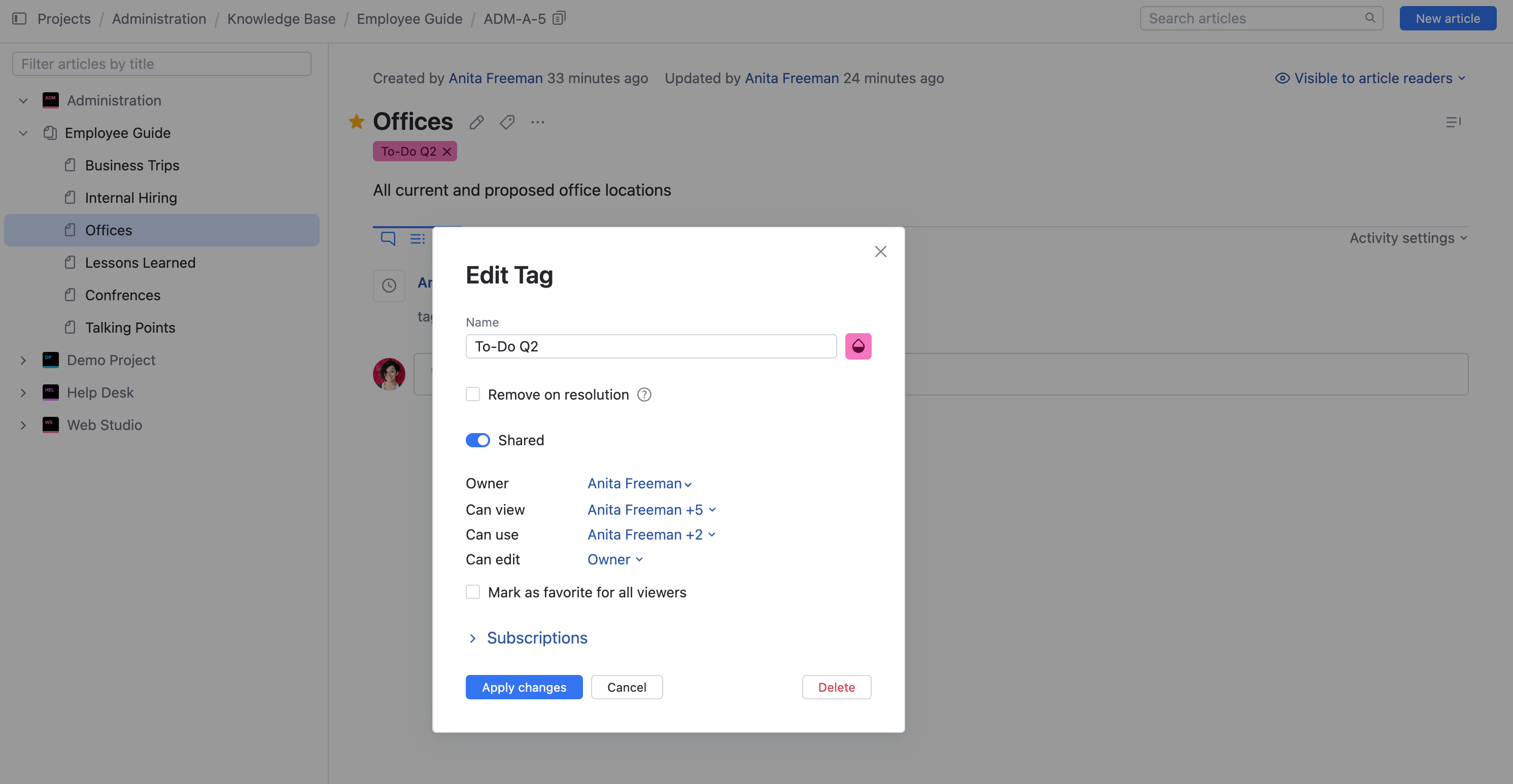 The Edit Tag dialog. The Edit Tag dialog.