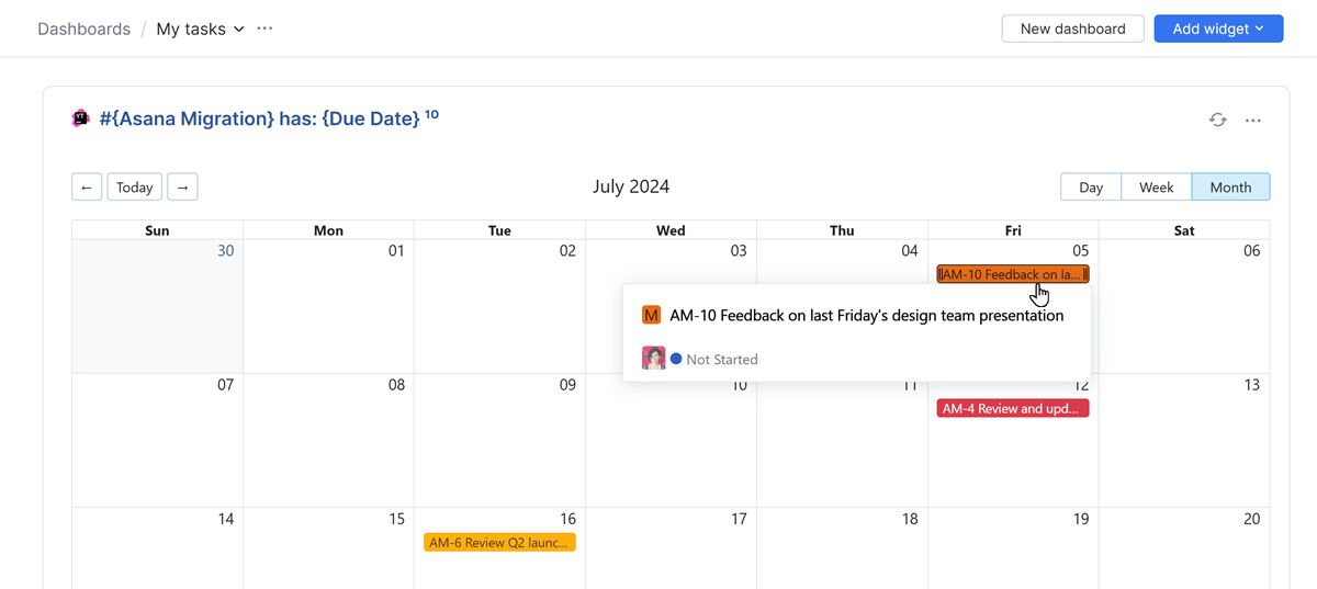 A list of issues filtered to show my tasks. A list of issues filtered to show my tasks.
