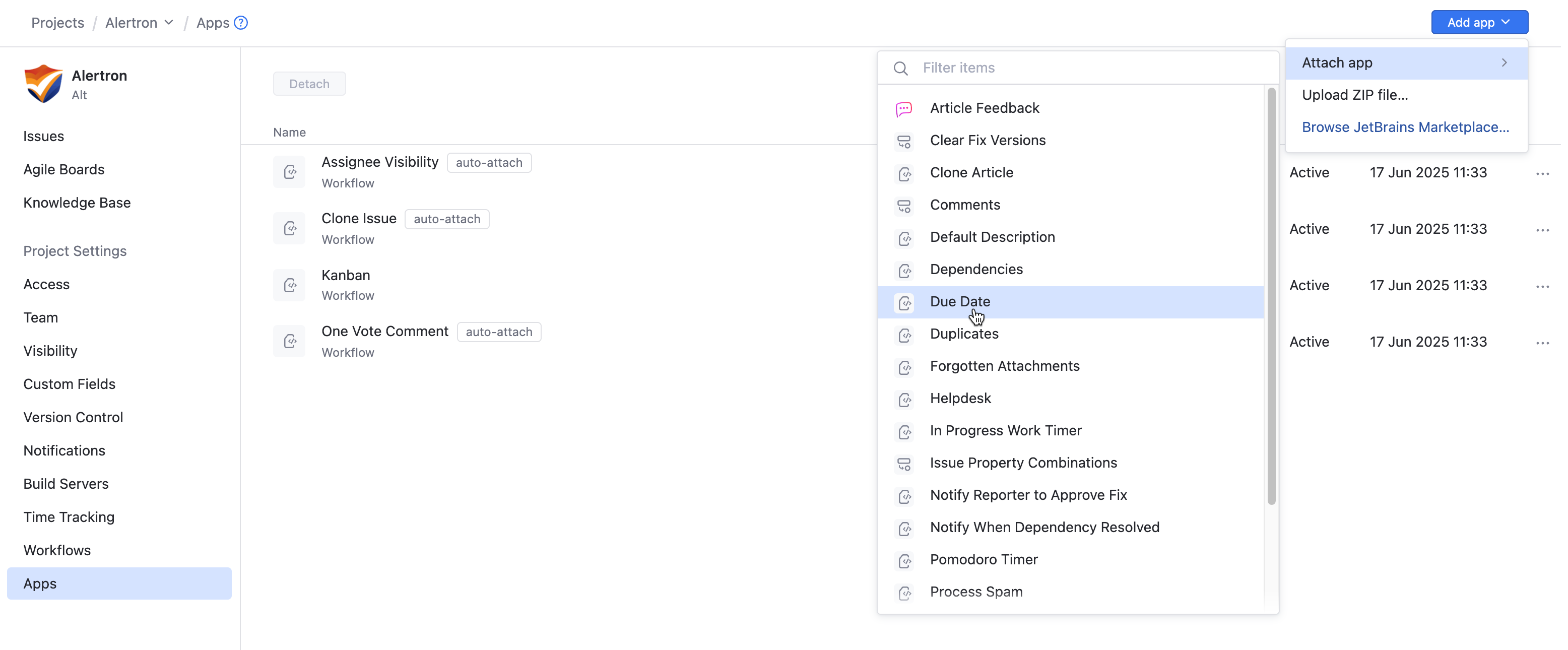 Attach workflow to project Attach workflow to project