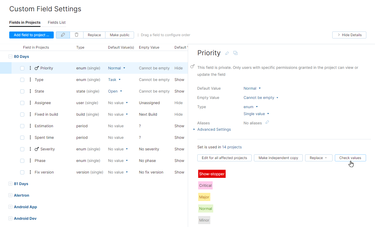 Option for checking a field for consistent values. Option for checking a field for consistent values.