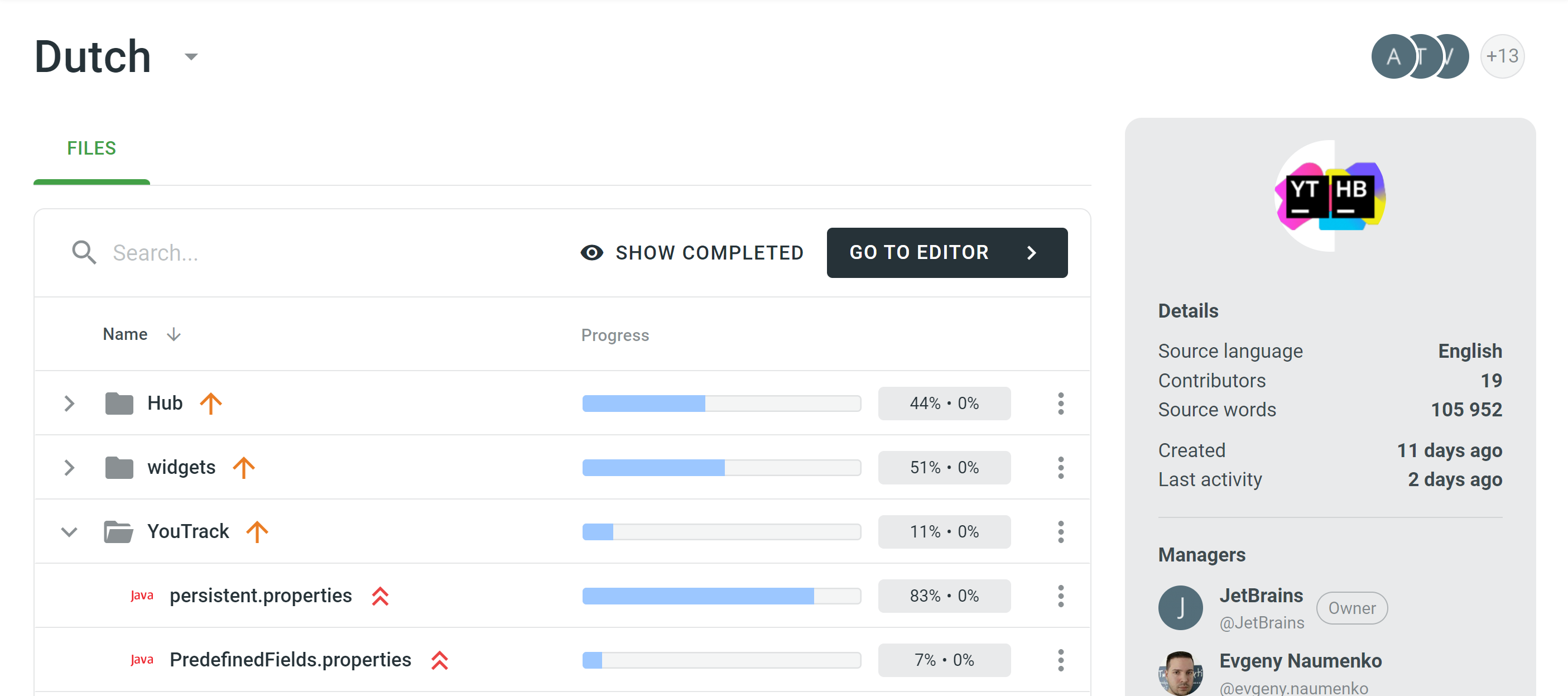 Crowdin project files Crowdin project files