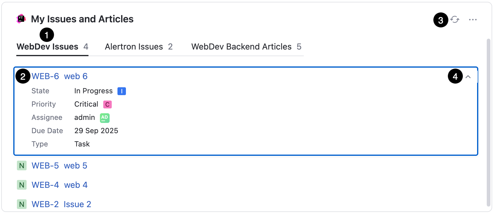 Interactive elements in an document list widget. Interactive elements in an document list widget.