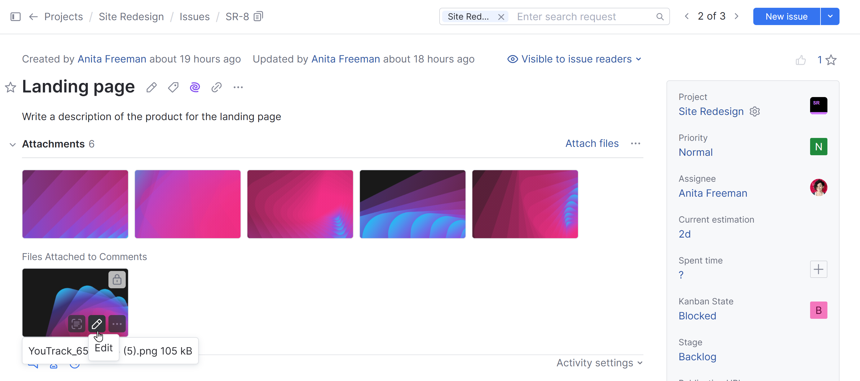 Edit attachment Edit attachment