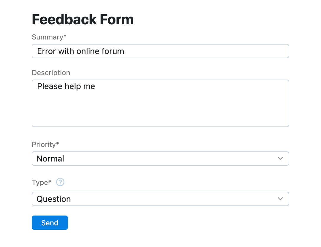 Embed summary and description values in the online form URL. Embed summary and description values in the online form URL.