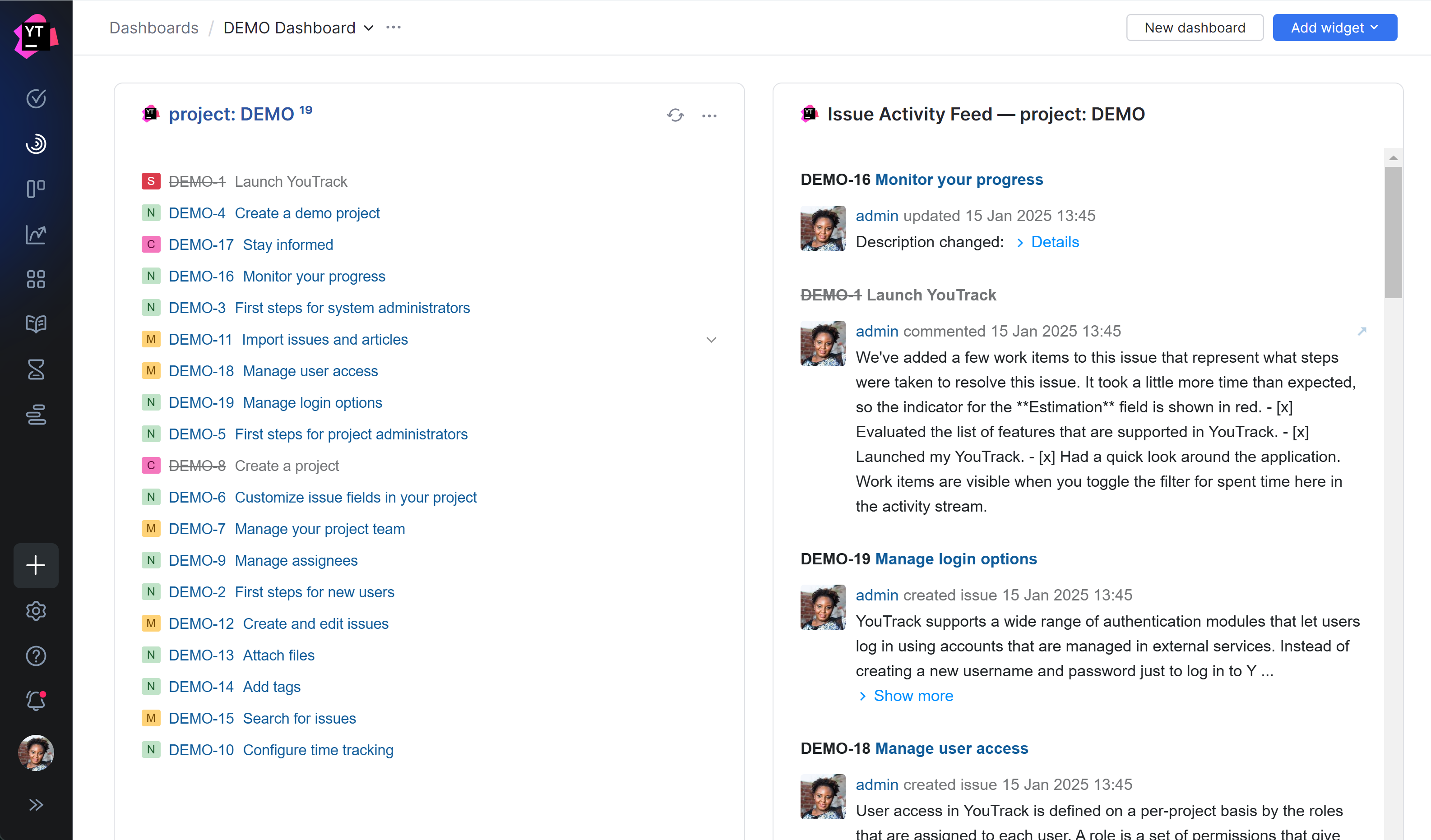 A Dashboard in YouTrack. A Dashboard in YouTrack.