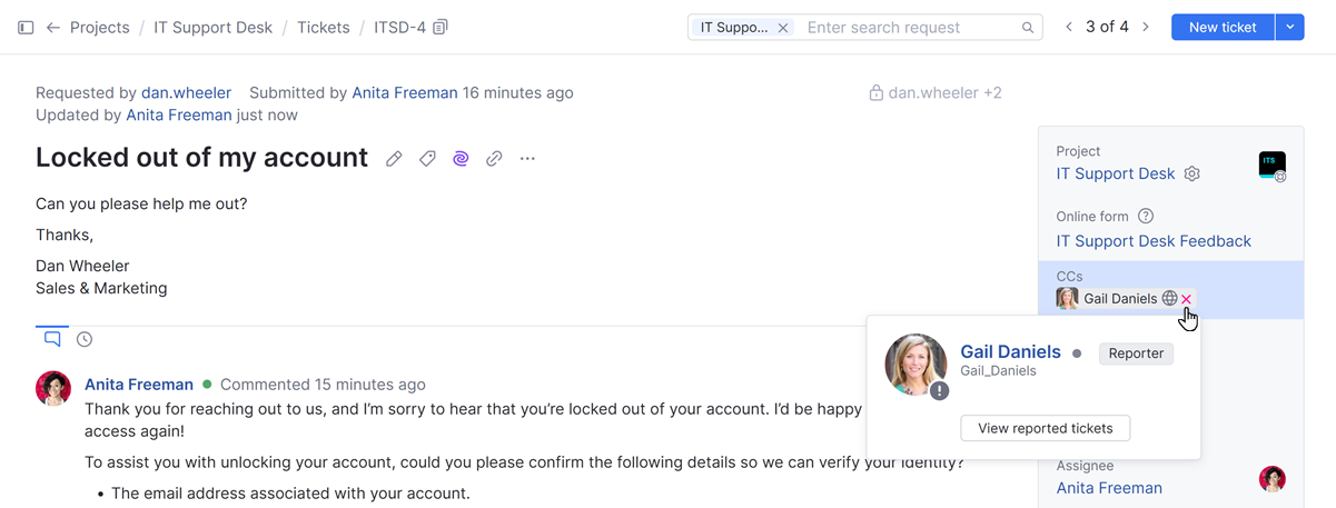 The option to remove users from the CCs list in a ticket. The option to remove users from the CCs list in a ticket.