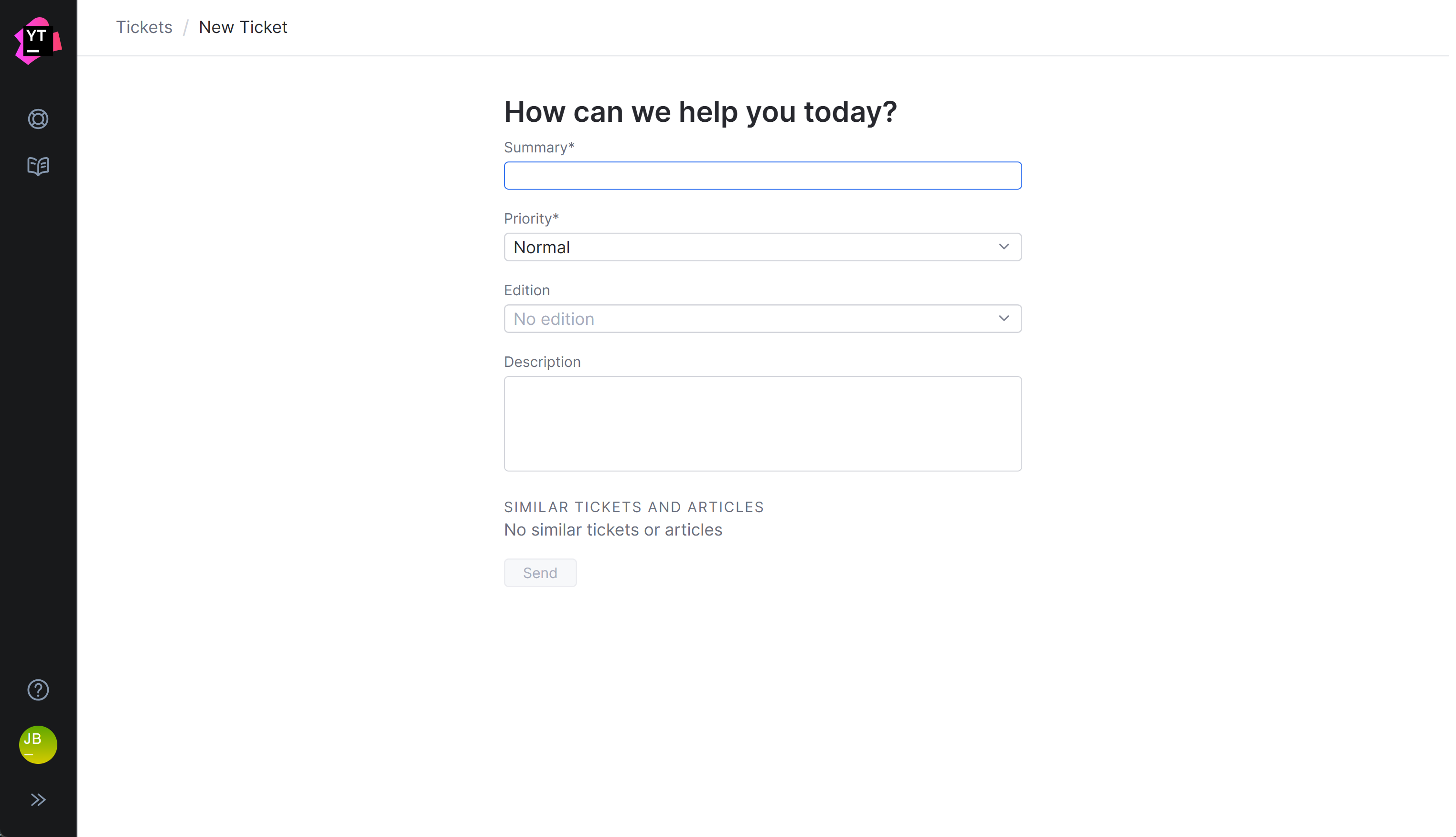 The form as viewed by the reporter in YouTrack. The form as viewed by the reporter in YouTrack.