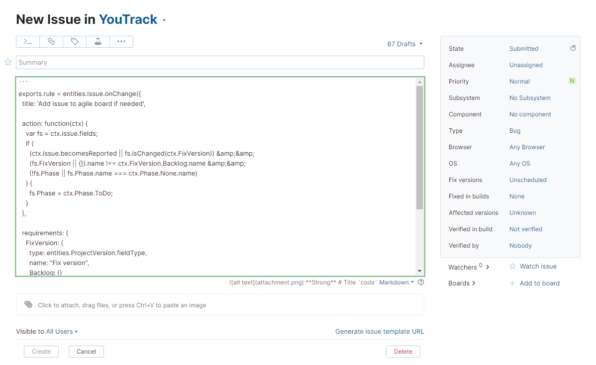 New issue in YouTrack from selected IDE text. New issue in YouTrack from selected IDE text.