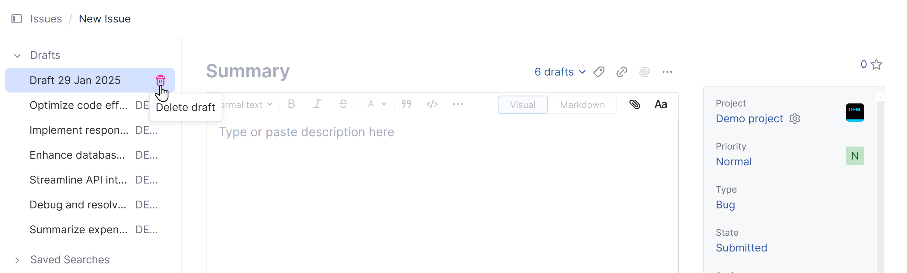 New create issue drafts New create issue drafts