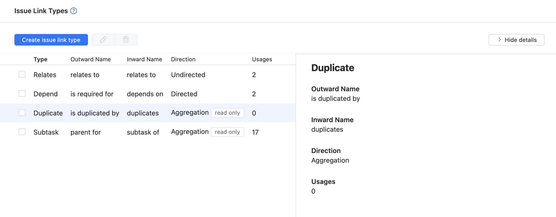Issue link types Issue link types