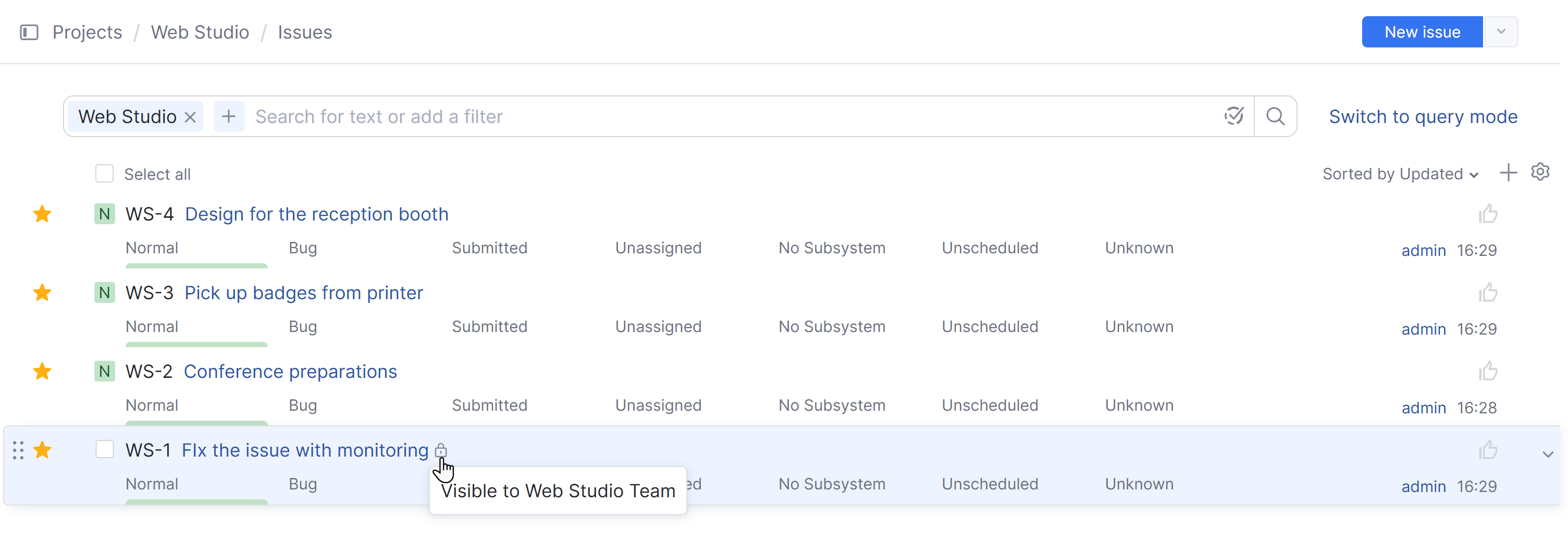 An issue with restricted visibility An issue with restricted visibility