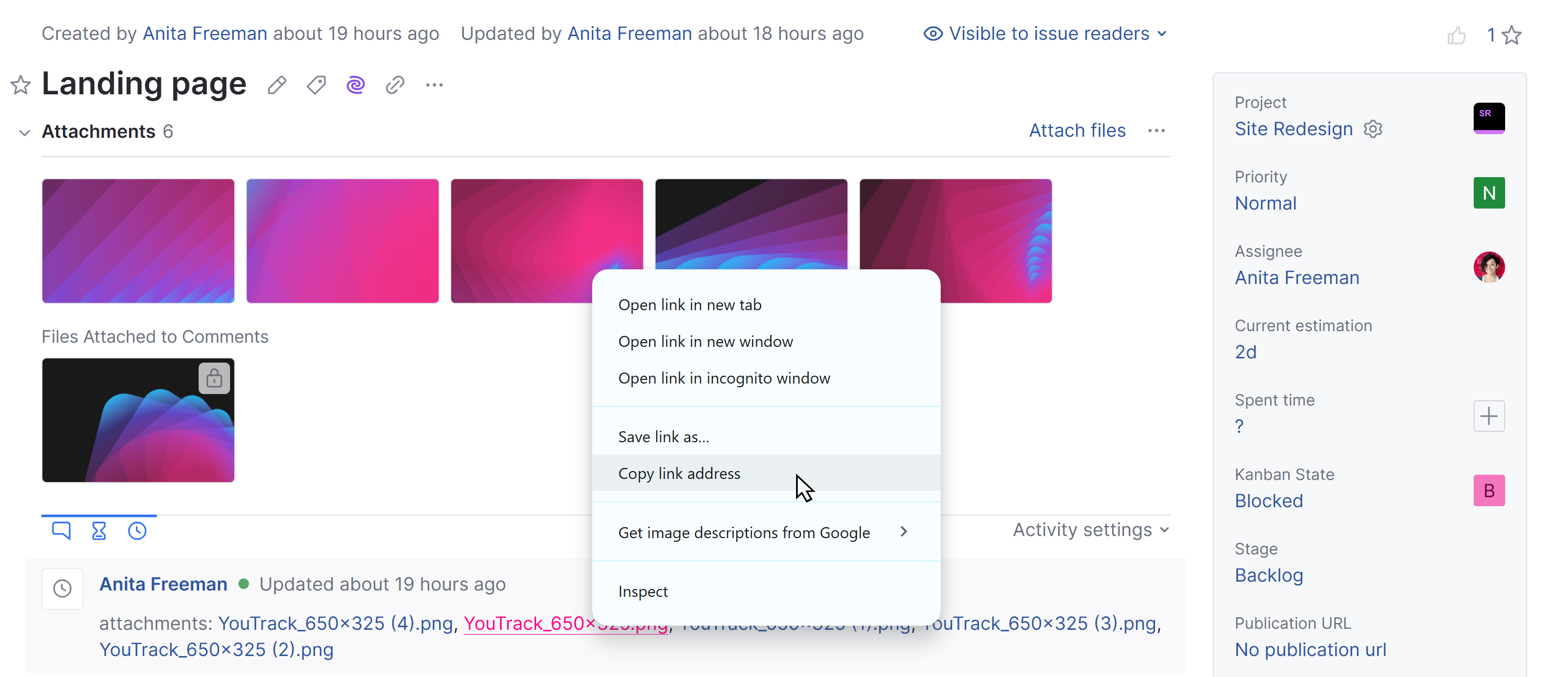 Link to issue attachment Link to issue attachment