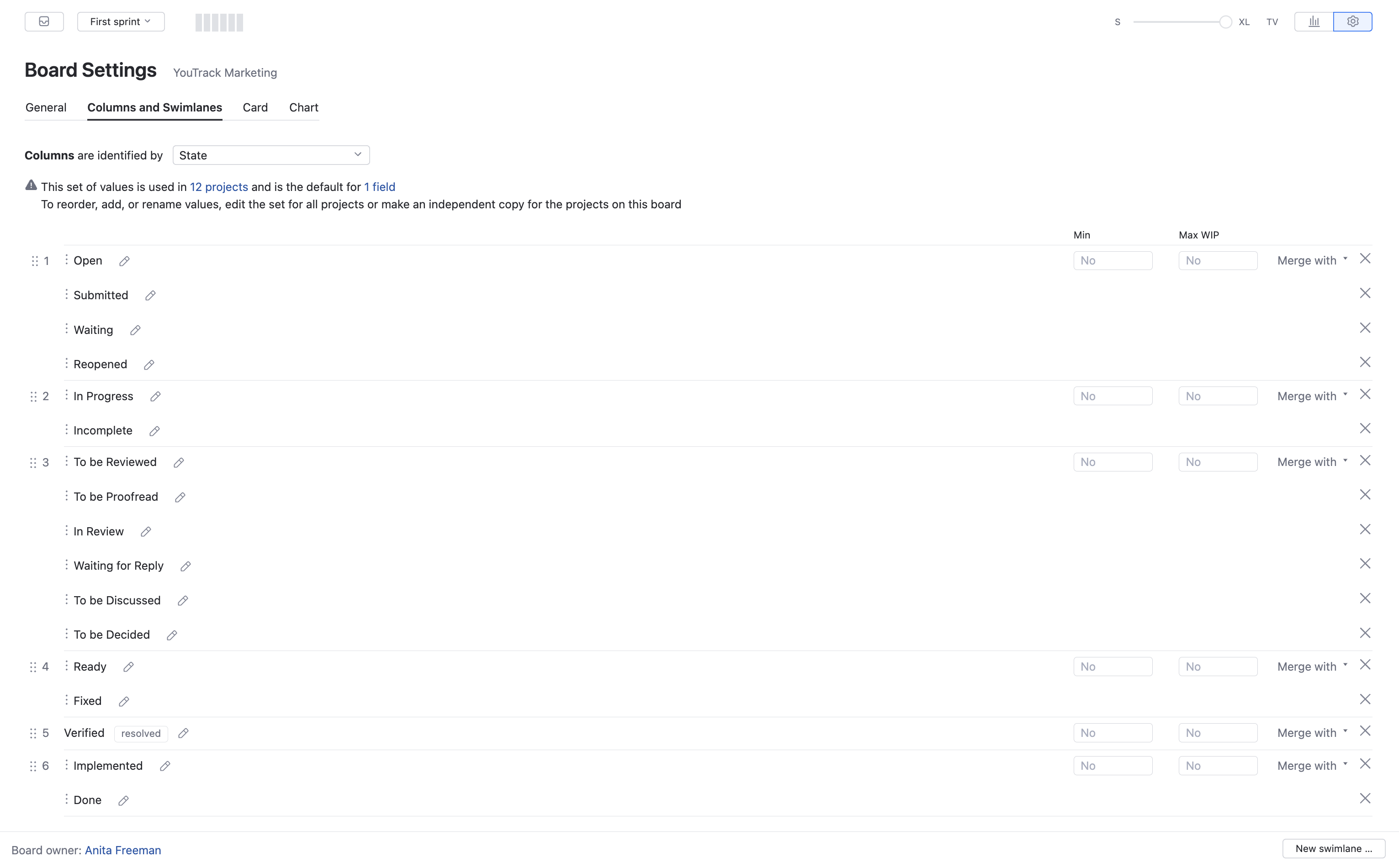 Multi project define columns Multi project define columns