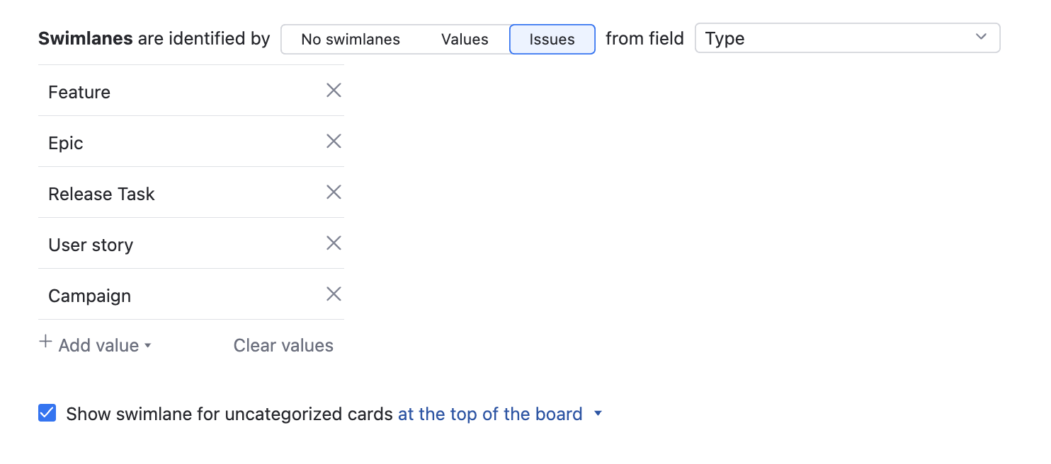 Multi project define swimlanes Multi project define swimlanes
