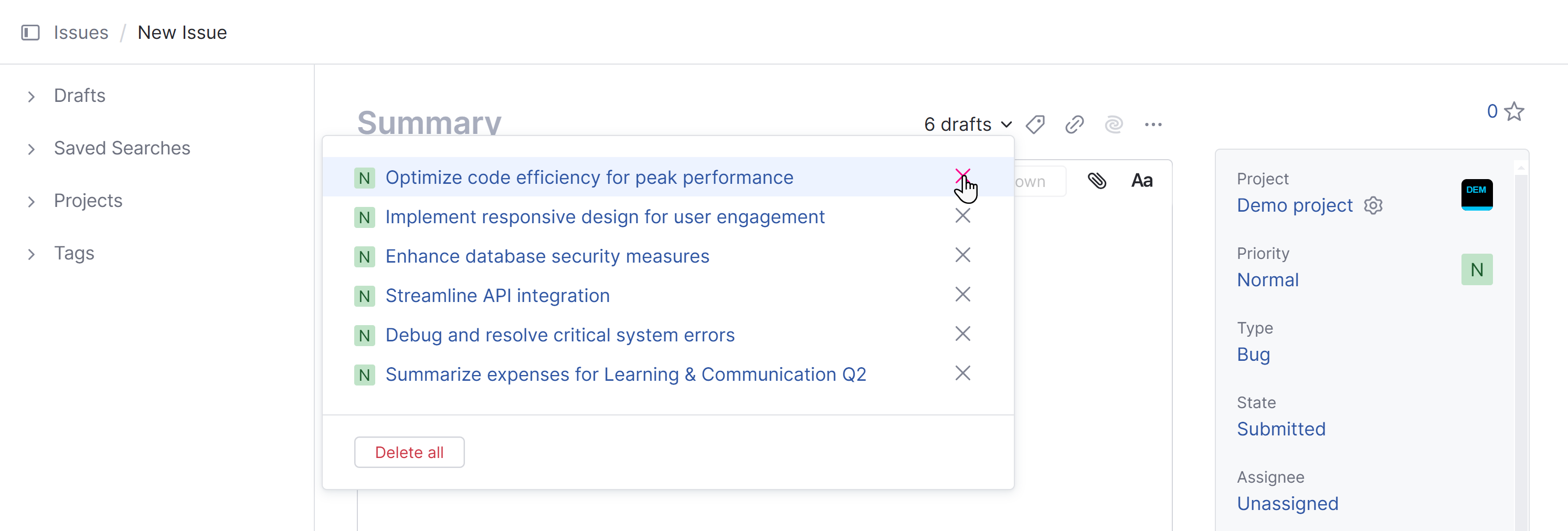 New create issue drafts New create issue drafts