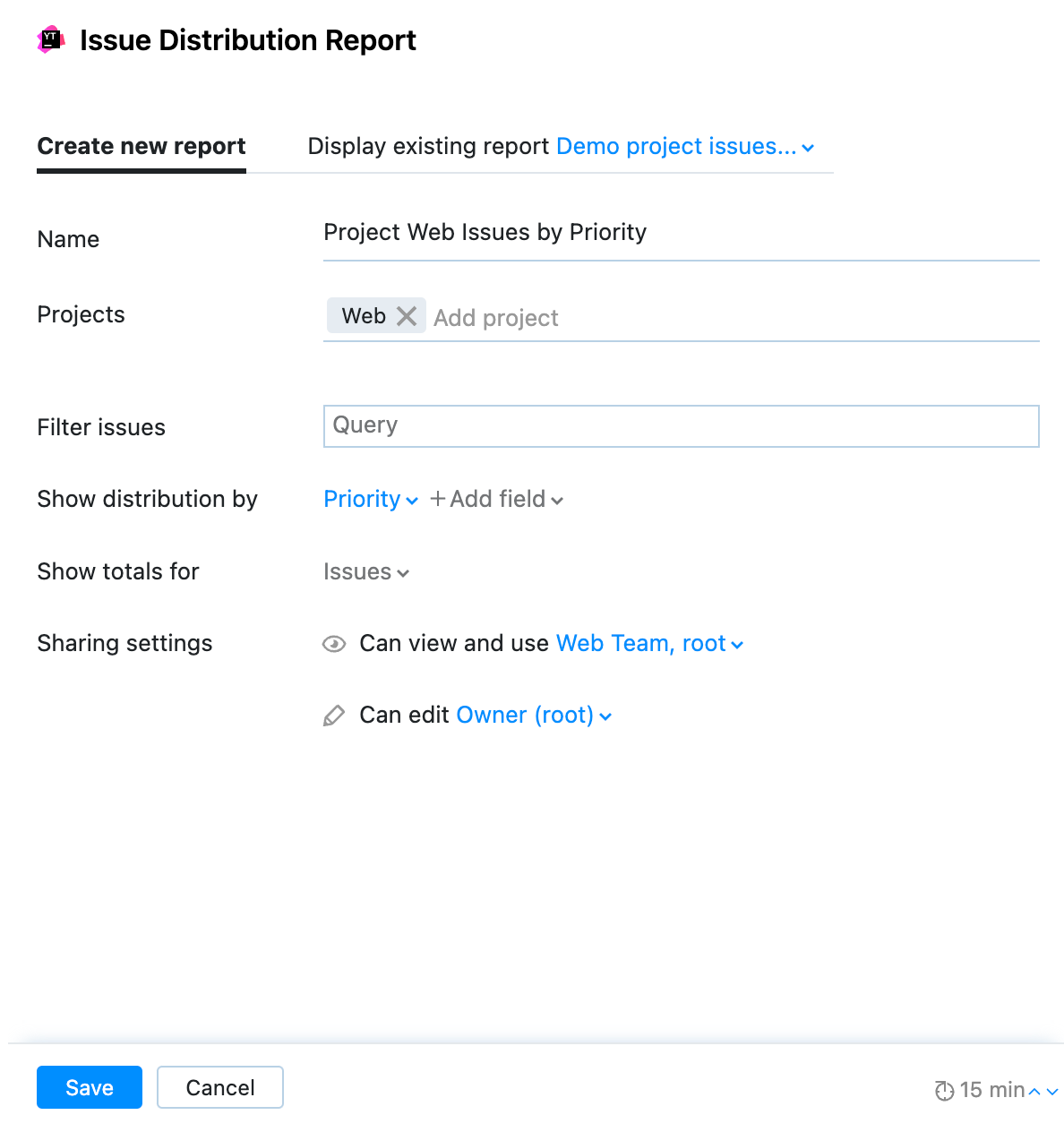 New distribution report widget settings New distribution report widget settings